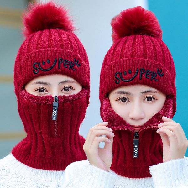 hat ladies autumn and winter warm plush cycling ear windproof bib integrated wool ball thickened knitting hat, Blue;gray
hat ladies autumn and winter warm plush cycling ear windproof bib integrated wool ball thickened knitting hat, Blue;gray