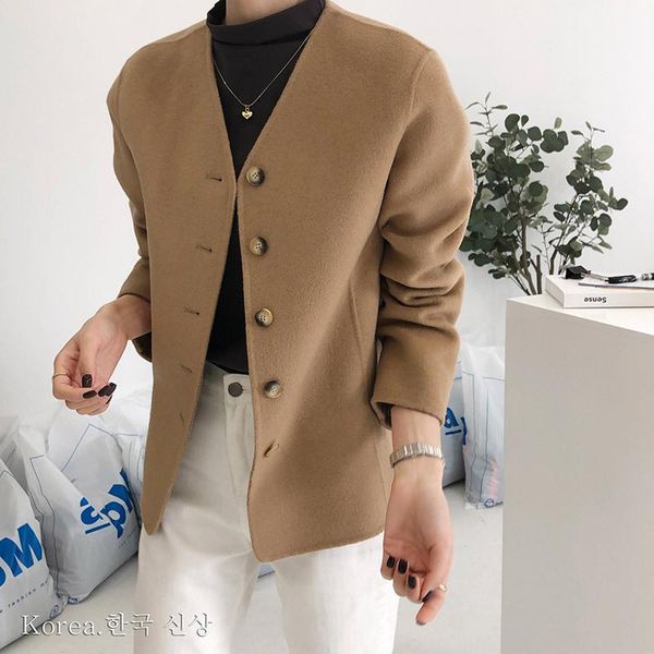 women's wool & blends korean slim double face coat for fall / winter 2021, Black
women's wool & blends korean slim double face coat for fall / winter 2021, Black