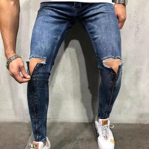 men's jeans 2021 skinny hip hop cool streetwear hole ripped knee zipper slim mens clothes pencil homme denim pants, Blue
men's jeans 2021 skinny hip hop cool streetwear hole ripped knee zipper slim mens clothes pencil homme denim pants, Blue