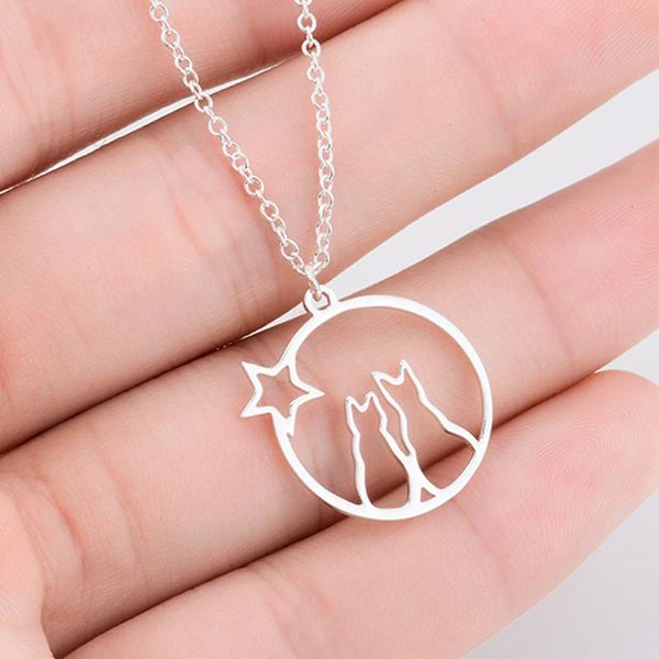 pendant necklaces couple cat necklace for womens pentagram stainless steel gifts woman accessories fashion jewelry, Silver
pendant necklaces couple cat necklace for womens pentagram stainless steel gifts woman accessories fashion jewelry, Silver