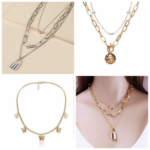 chains canner vintage multi layer lock necklaces chain for women gold heart key pendants necklace fashion party jewelry gifts, Silver
chains canner vintage multi layer lock necklaces chain for women gold heart key pendants necklace fashion party jewelry gifts, Silver