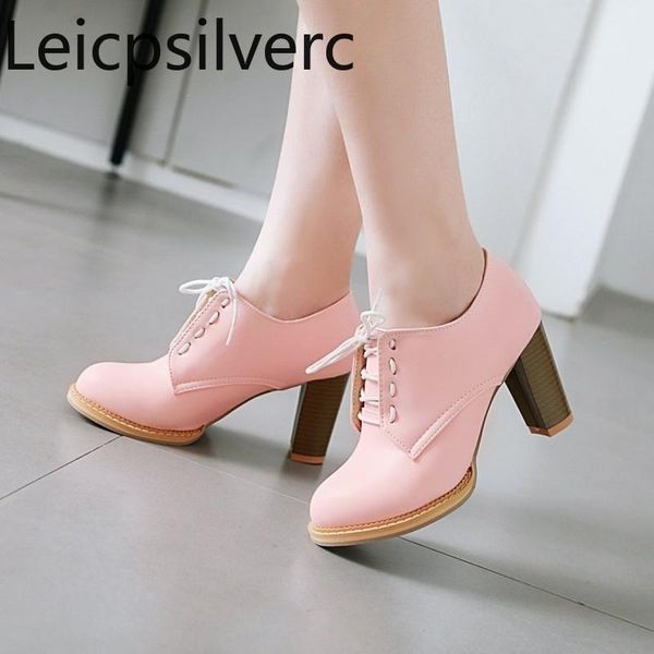 dress shoes pumps spring and autumn the fashion round head lace-up thick heel high women's plus size 32-48, Black
dress shoes pumps spring and autumn the fashion round head lace-up thick heel high women's plus size 32-48, Black