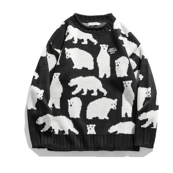 #6790 harajuku high street men sweaters and pullovers black blue polar bear men's sweaters loose korean style sweater unisex, White;black
#6790 harajuku high street men sweaters and pullovers black blue polar bear men's sweaters loose korean style sweater unisex, White;black