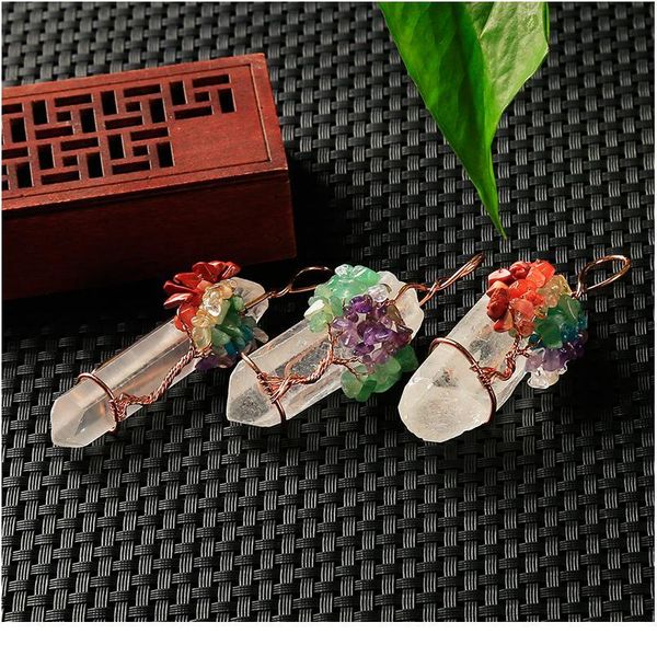 1pc natural colored crystal rubble wrapped in white crystal pillar pendant copper wire gift elegant necklace token of l jllkzf, Black
1pc natural colored crystal rubble wrapped in white crystal pillar pendant copper wire gift elegant necklace token of l jllkzf, Black