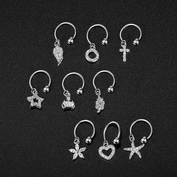 1pc steel diy 9styles cz gem pendant dangle hoop cartilage earring helix tragus rook lobe ear piercing fashion women jewelry 20g q jllqvt, Silver
1pc steel diy 9styles cz gem pendant dangle hoop cartilage earring helix tragus rook lobe ear piercing fashion women jewelry 20g q jllqvt, Silver
