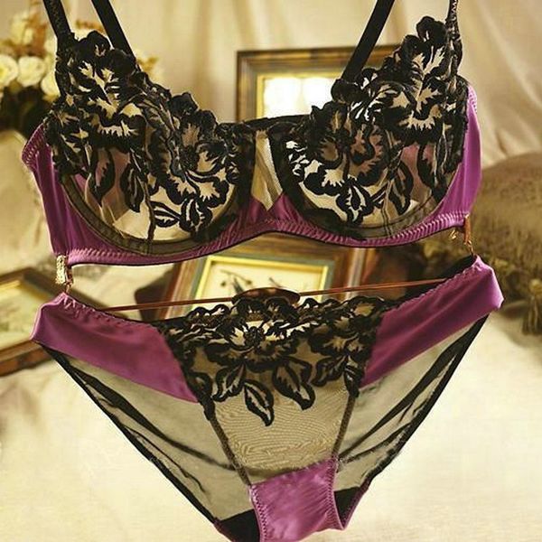 women transparent sets hollow bra ultra thin underwear set plus size c d cup lace embroidery lingerie purple brassiere, Red;black
women transparent sets hollow bra ultra thin underwear set plus size c d cup lace embroidery lingerie purple brassiere, Red;black