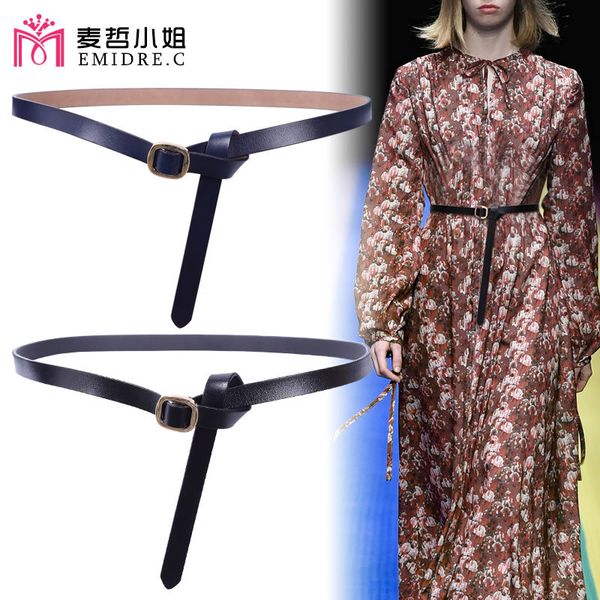 skirt women's fine decorative dress waist closing fashion simple and versatile black dark blue leather knotted small belt, Black;brown
skirt women's fine decorative dress waist closing fashion simple and versatile black dark blue leather knotted small belt, Black;brown