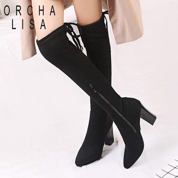boots orcha lisa woman over knee flock zipper winter thick high heels booties black gray lady shoes party botas mujer1
boots orcha lisa woman over knee flock zipper winter thick high heels booties black gray lady shoes party botas mujer1