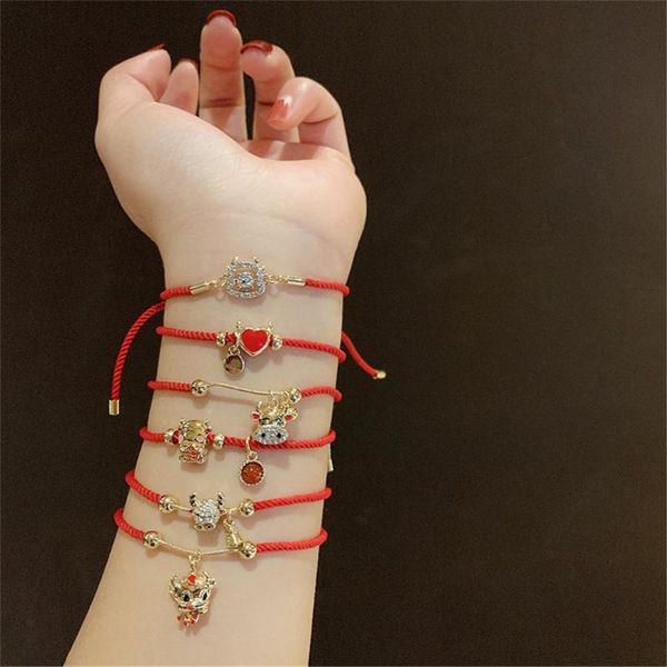 red rope cute calf bracelet advanced design sense good fortune zodiac woven hand strap bracelet, Golden;silver
red rope cute calf bracelet advanced design sense good fortune zodiac woven hand strap bracelet, Golden;silver
