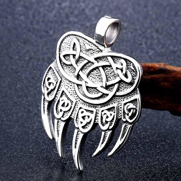 exquisite amulet viking god symbol pendant stainless steel warding veles bear with lucky knot chain necklace jewelry, Silver
exquisite amulet viking god symbol pendant stainless steel warding veles bear with lucky knot chain necklace jewelry, Silver