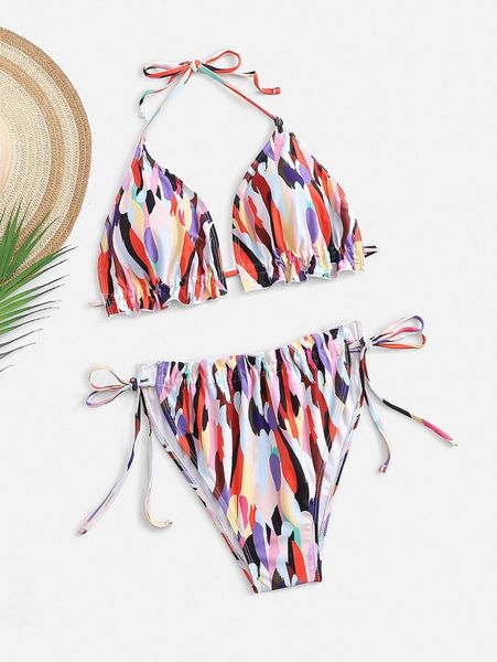 plus color block frill trim tie side bikini swimsuit s0sq#, Black
plus color block frill trim tie side bikini swimsuit s0sq#, Black