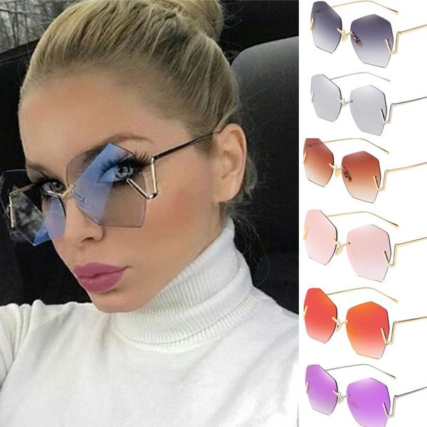sunglasses cool grey retro women rimless polygon shades ladiesr driving sun glasses female designe, White;black
sunglasses cool grey retro women rimless polygon shades ladiesr driving sun glasses female designe, White;black
