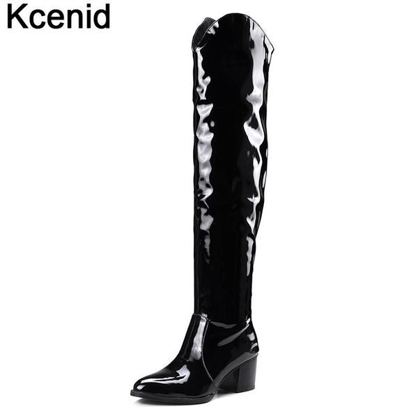 kcenid plus size 32-48 new patent over the knee boots women solid black slip on winter boots pointed toe square heels footwear
kcenid plus size 32-48 new patent over the knee boots women solid black slip on winter boots pointed toe square heels footwear