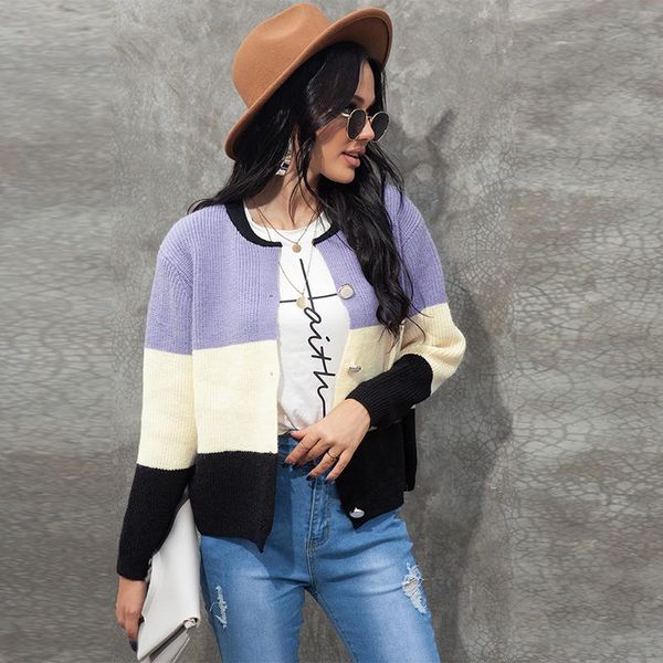 women's knits & tees sweater coat knitted cardigan color blocking long sleeve single breasted outerwear for spring autumn winter 2021, White
women's knits & tees sweater coat knitted cardigan color blocking long sleeve single breasted outerwear for spring autumn winter 2021, White