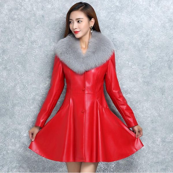2020 fashion faux leather pu jacket big fur collar long fringe jacket outwear female slim winter warm jackets women leather coat1, Black
2020 fashion faux leather pu jacket big fur collar long fringe jacket outwear female slim winter warm jackets women leather coat1, Black