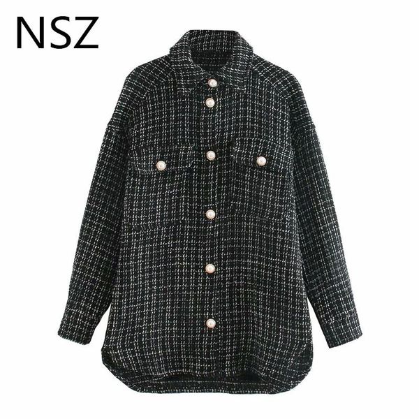 nsz women plaid oversized tweed jacket fall fashion checked woolen coat long sleeve wool blend outerwear, Black;brown
nsz women plaid oversized tweed jacket fall fashion checked woolen coat long sleeve wool blend outerwear, Black;brown