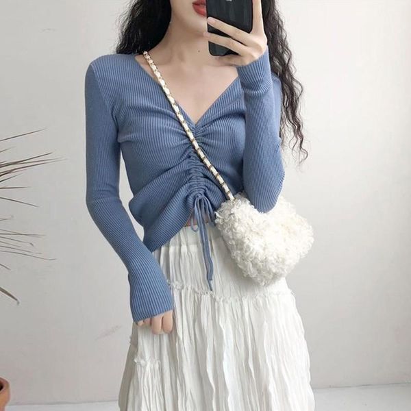 v neck casual basic fall winter fashion wild split drawstring pullovers sweaters womens jumper 1, White;black
v neck casual basic fall winter fashion wild split drawstring pullovers sweaters womens jumper 1, White;black
