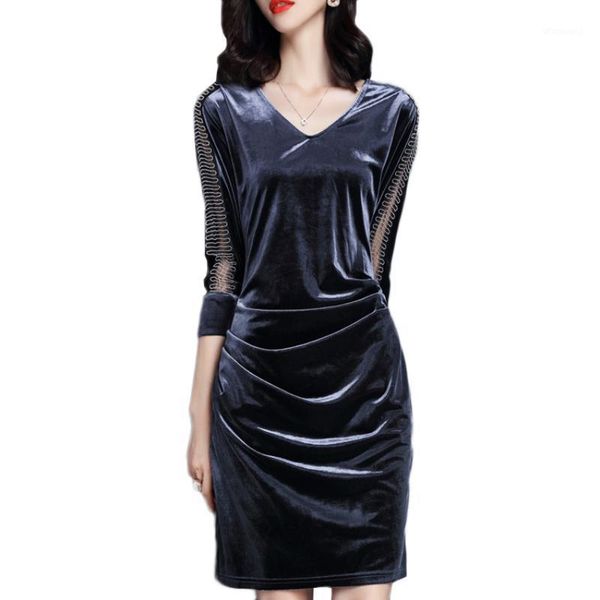 plus size velvet dresses women nice autumn elegant ladies casual work wear office dress mesh hollow out party dress robe1, Black;gray
plus size velvet dresses women nice autumn elegant ladies casual work wear office dress mesh hollow out party dress robe1, Black;gray