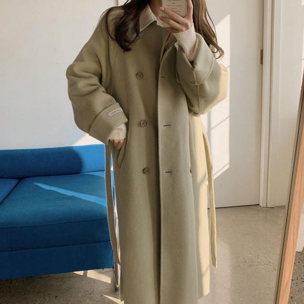 women's wool & blends 2021 women autumn winter vintage long coat double breasted woolen overcoat raglan sleeve sashes jackets cloak, Black
women's wool & blends 2021 women autumn winter vintage long coat double breasted woolen overcoat raglan sleeve sashes jackets cloak, Black