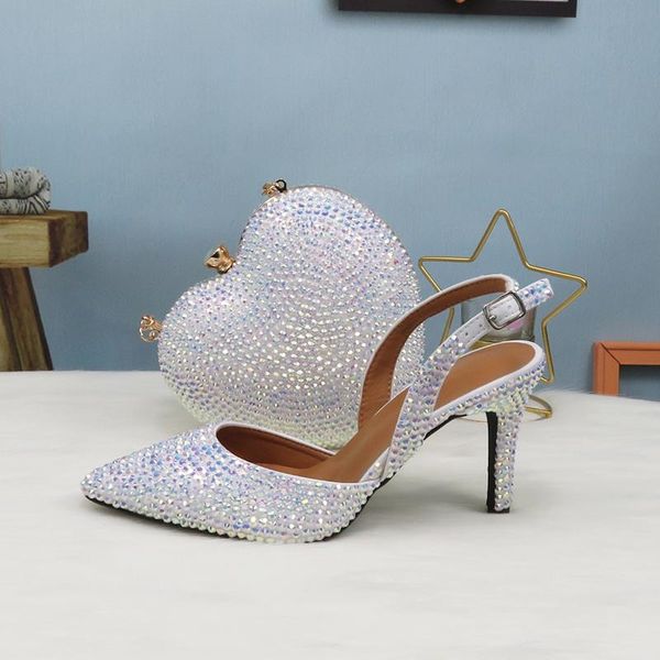 2020 new arrival heart white ab bling pointed toe wedding shoes and bag woman high pumps thin heel party dress shoes slingbacks, Black
2020 new arrival heart white ab bling pointed toe wedding shoes and bag woman high pumps thin heel party dress shoes slingbacks, Black