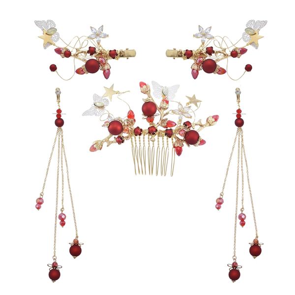 vintage hanfu headdress hairpin earrings wedding set crystal tassel hair accessories handmade antique accessories jewelry set, Slivery;golden
vintage hanfu headdress hairpin earrings wedding set crystal tassel hair accessories handmade antique accessories jewelry set, Slivery;golden