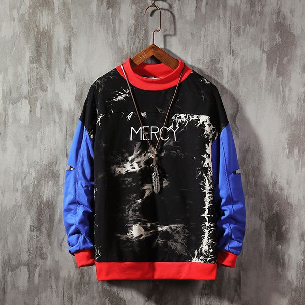 men's crewneck sweatshirt spring tie dye patchwork japanese streetwear harajuku hoodie men sweatshirts male, Black
men's crewneck sweatshirt spring tie dye patchwork japanese streetwear harajuku hoodie men sweatshirts male, Black