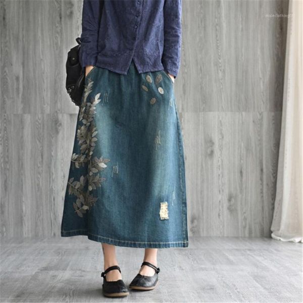 skirts vintage denim skirt women spring cotton leaves embroidery midi a-line elastic waist elegant jeans feminino ds505221, Black
skirts vintage denim skirt women spring cotton leaves embroidery midi a-line elastic waist elegant jeans feminino ds505221, Black