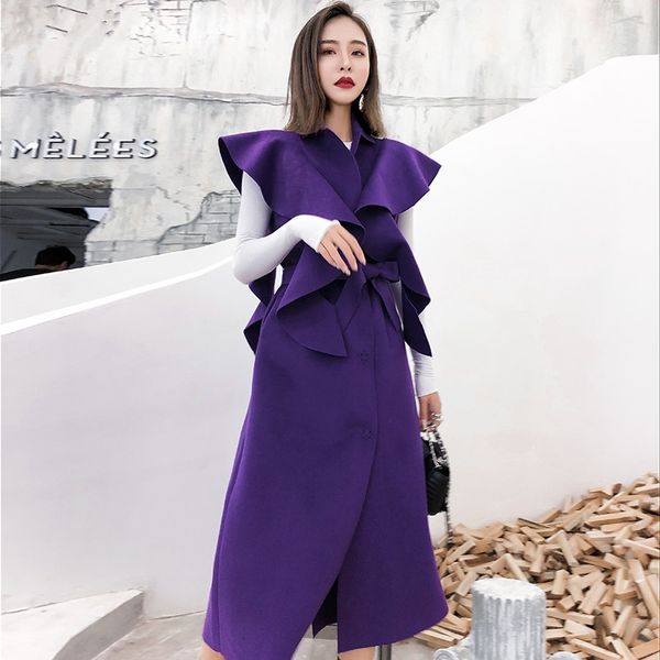 purple long wool vest coat korean women covered button elegant ruffled belted double sided cashmere woolen coat winter outwear 1023, Black;white
purple long wool vest coat korean women covered button elegant ruffled belted double sided cashmere woolen coat winter outwear 1023, Black;white