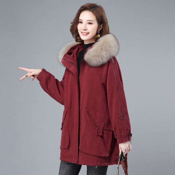 2021 new winter parker women jacket new plus fleece warm hooded fur collar cotton padded large size female basic coats 9eoi, Black
2021 new winter parker women jacket new plus fleece warm hooded fur collar cotton padded large size female basic coats 9eoi, Black