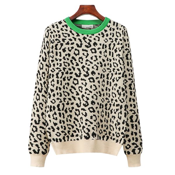 2021 new autumn winter women sweaters leopard knitted pullovers long sleeve contrast color crewneck jumpers sweter mujer ge3w, White;black
2021 new autumn winter women sweaters leopard knitted pullovers long sleeve contrast color crewneck jumpers sweter mujer ge3w, White;black