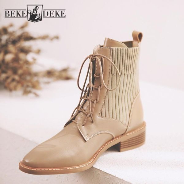 boots women spring autumn round toe lace up genuine leather knitting fashion high shoes female brand cowhide ankle, Black
boots women spring autumn round toe lace up genuine leather knitting fashion high shoes female brand cowhide ankle, Black
