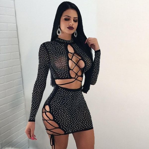 women's two piece pants 2021 summer women polka dot and mini skirts set bandage hollow out long sleeve bodycon party suits1, White
women's two piece pants 2021 summer women polka dot and mini skirts set bandage hollow out long sleeve bodycon party suits1, White