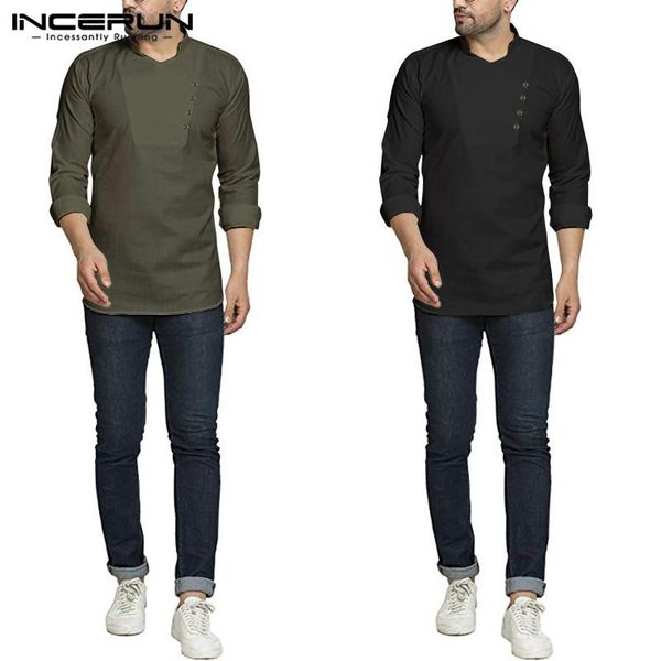 mens retro shirts man stand collar solid color streetwear shirt men muslim long sleeve casual camisa incerun, White;black
mens retro shirts man stand collar solid color streetwear shirt men muslim long sleeve casual camisa incerun, White;black