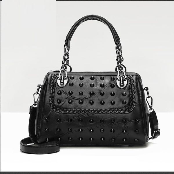 women genuine leather shoulder bags 2020 fashion new rivet tassel punk zipper woman solid color soft bag handbags
women genuine leather shoulder bags 2020 fashion new rivet tassel punk zipper woman solid color soft bag handbags