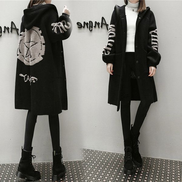 new plus size woolen cardigan for women long loose knitted trench coat casual hooded casaco feminino print sweater coats f1449 q1107, Tan;black
new plus size woolen cardigan for women long loose knitted trench coat casual hooded casaco feminino print sweater coats f1449 q1107, Tan;black
