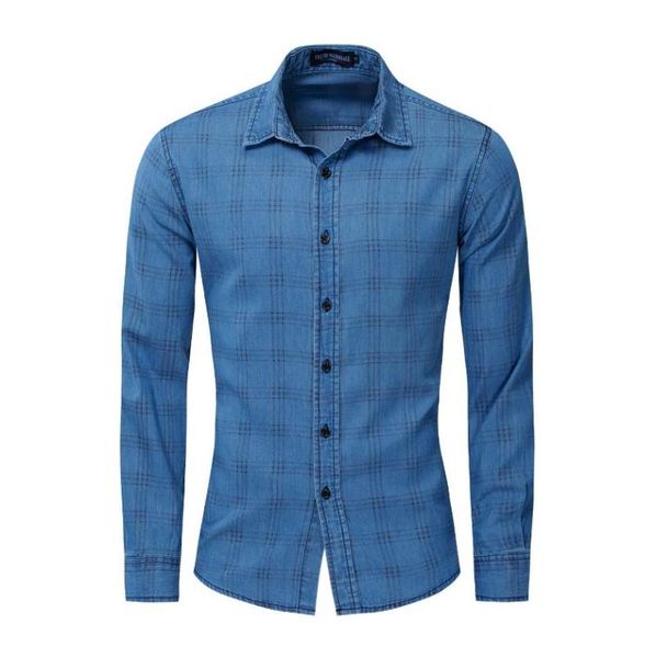 2021 mens summer long sleeved denim shirts plaid 100% cotton europe size male office casual shirt camisa masculina j2836, White;black
2021 mens summer long sleeved denim shirts plaid 100% cotton europe size male office casual shirt camisa masculina j2836, White;black