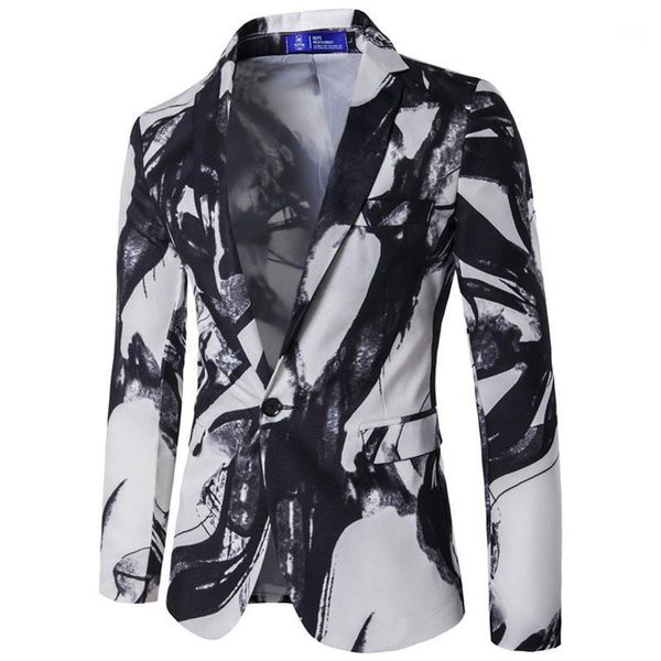 male suit blazer single button printed mens blazer jacket chinese style ink painting vintage suits luxury formal dress1, White;black
male suit blazer single button printed mens blazer jacket chinese style ink painting vintage suits luxury formal dress1, White;black