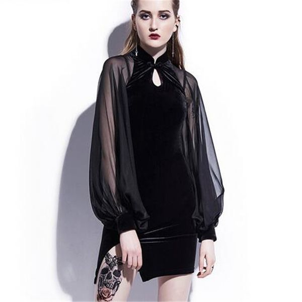 2020 nouveau chinois original design automne velours robe lanterne manches maille couture mince gaine cheongsam robe noir robe de fête, Black
2020 nouveau chinois original design automne velours robe lanterne manches maille couture mince gaine cheongsam robe noir robe de fête, Black