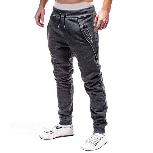 style fashion zipper men's sports pure cotton trousers and drawstring men's small feet closure fashion sports pants, Blue 
style fashion zipper men's sports pure cotton trousers and drawstring men's small feet closure fashion sports pants, Blue