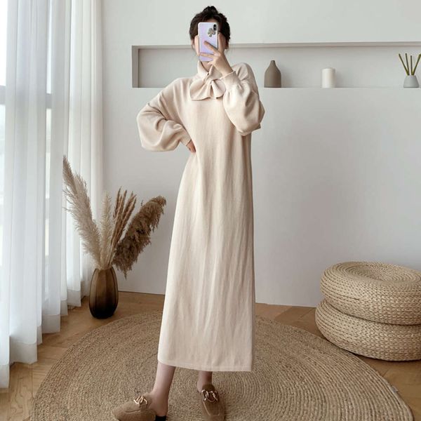 2020 materni autumn winter long sve sweater long fashion large size loose wool drs, White
2020 materni autumn winter long sve sweater long fashion large size loose wool drs, White