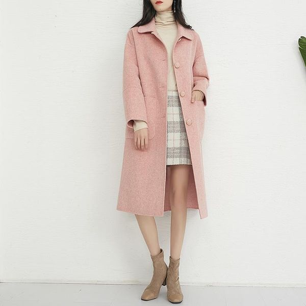 women's wool & blends korean fashion coat women long double-faced woolen jacket 2021 autumn winter ladies coats outerwear z1156, Black
women's wool & blends korean fashion coat women long double-faced woolen jacket 2021 autumn winter ladies coats outerwear z1156, Black