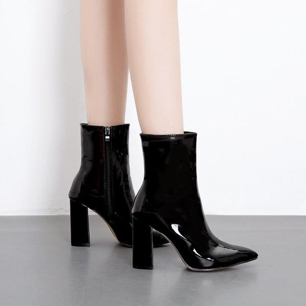 for speed sell through amazon wish style paint fabric pointed thick with high boots with zipper knight spot, Black
for speed sell through amazon wish style paint fabric pointed thick with high boots with zipper knight spot, Black
