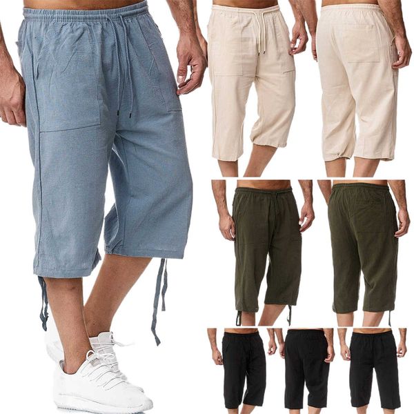 summer men's casual and linen loose cotton shorts breathable harem solid calf cropped, White;black
summer men's casual and linen loose cotton shorts breathable harem solid calf cropped, White;black