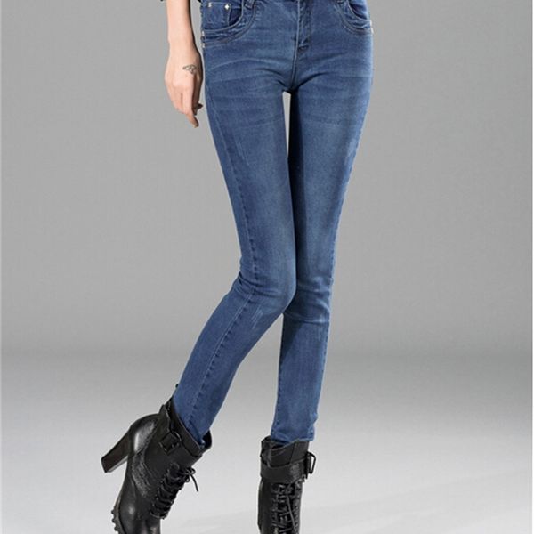 autumn pencil women full length elastic denim female slim pants fall winter jean trousers vintage skinny jeans, Blue 
autumn pencil women full length elastic denim female slim pants fall winter jean trousers vintage skinny jeans, Blue