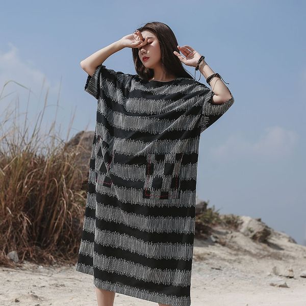 design 2020 new summer big dress women's striped dress loose skirt loose skirt mnarr, Black;gray
design 2020 new summer big dress women's striped dress loose skirt loose skirt mnarr, Black;gray