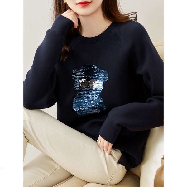 short sequined bear high style quality for slim women's sweater loose in autumn, Black 
short sequined bear high style quality for slim women's sweater loose in autumn, Black