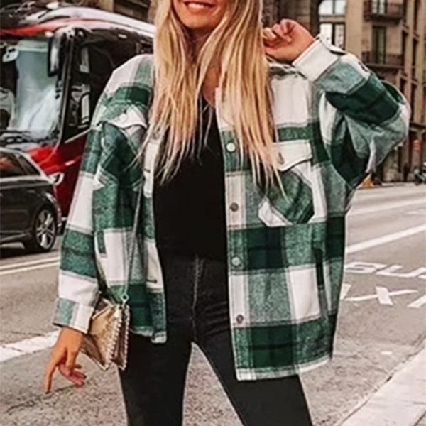 ayualin long sleeve overshirt women coats vintage green plaid jacket autumn winter warm 2020 long casual oversized outwear coat lj201128, Black
ayualin long sleeve overshirt women coats vintage green plaid jacket autumn winter warm 2020 long casual oversized outwear coat lj201128, Black