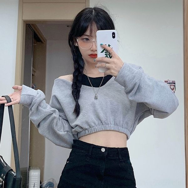 39o7b 2020 early autumn ins sweatershoulder solid color sweatersweater super long sleeve v-neck women's shortumbilical solid color sw, Black
39o7b 2020 early autumn ins sweatershoulder solid color sweatersweater super long sleeve v-neck women's shortumbilical solid color sw, Black