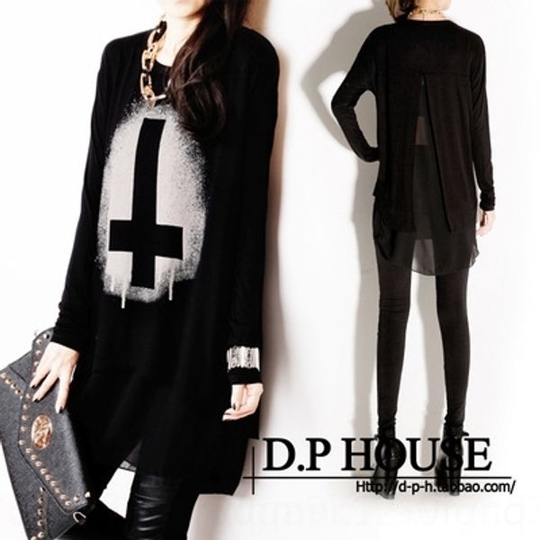 le2m1 autumn new t-shirt fashion casual temperamentversatile length comfortablemedium sleeve long and loose chiffon long splicing and t-shir, White
le2m1 autumn new t-shirt fashion casual temperamentversatile length comfortablemedium sleeve long and loose chiffon long splicing and t-shir, White