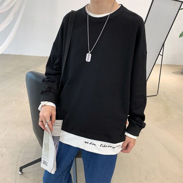 tyq9h 2019 spring and autumn new sweater round coat neck coatsweater men's pullover student fake two-piece loose coat fashion brand 2a7, Black
tyq9h 2019 spring and autumn new sweater round coat neck coatsweater men's pullover student fake two-piece loose coat fashion brand 2a7, Black